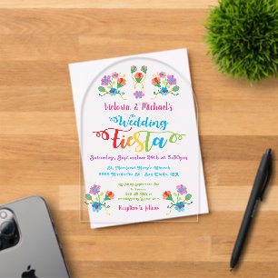 Folk Art Mexican Fiesta Acrylic Wedding Invitation