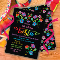 Folk Art Mexican Fiesta Birthday Party Invitation