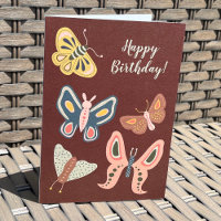 Folk Art Moths Butterflies Custom Message