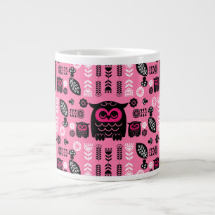 Folk Art Nordic Owl Large Coffee Mug