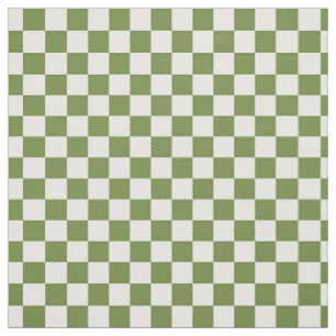 Folk Art Olive Chequerboard - Green & Ivory Fabric