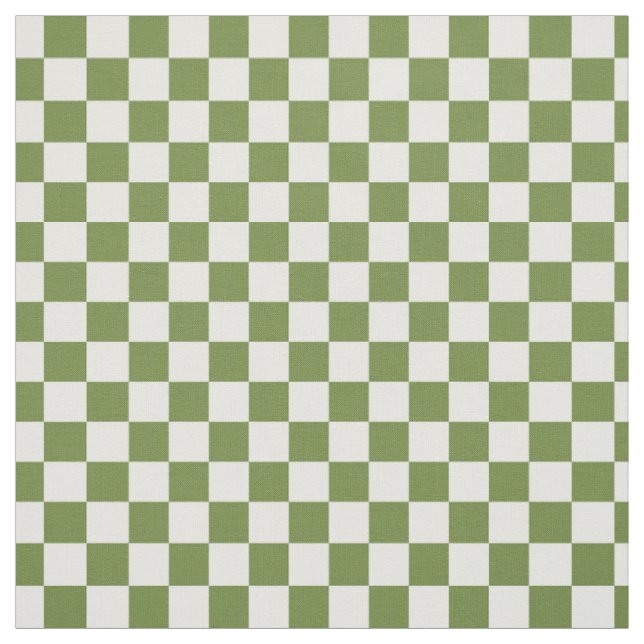 Folk Art Olive Chequerboard - Green & Ivory  Fabric (Swatch)