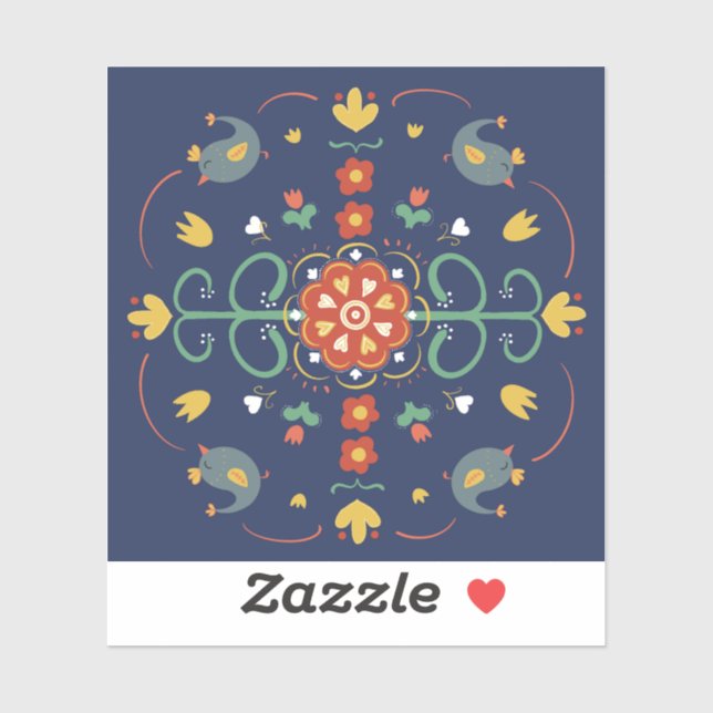 Folk art on blue  (Sheet)