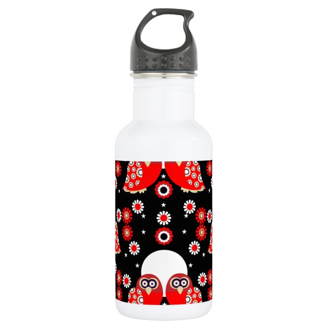 Folk Art Owl 532 Ml Water Bottle (Front)