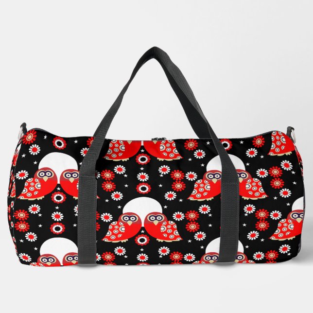 Folk Art Owl Duffle Bag (Front)