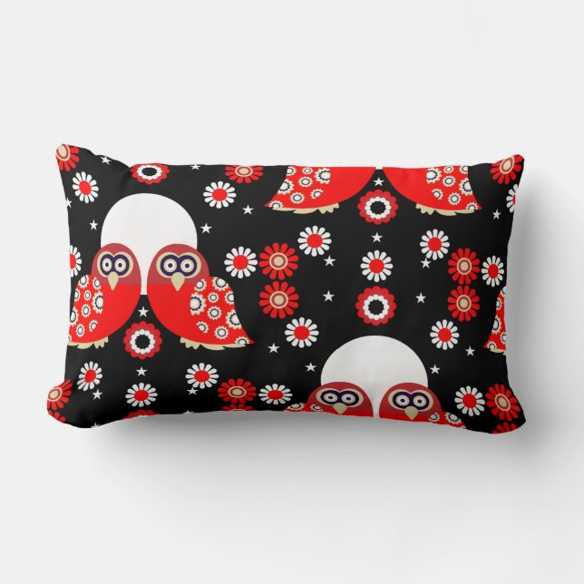 Folk Art Owl Lumbar Pillow (Front)