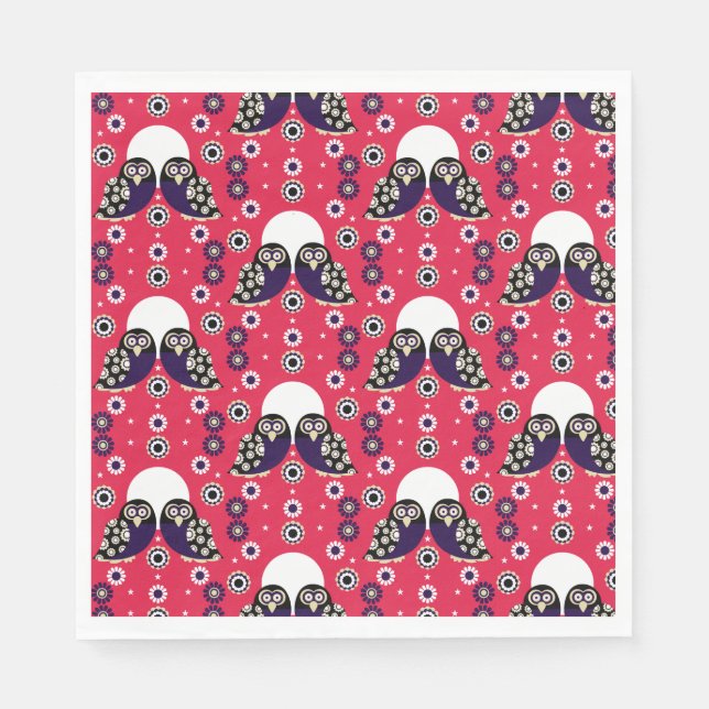 Folk Art Owl Napkin (Front)