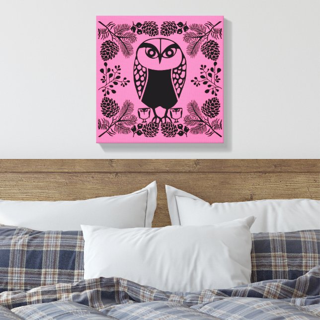 Folk Art Owl Prints (Insitu(Bedroom))