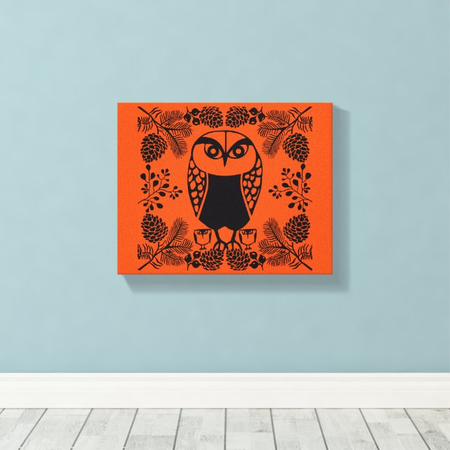 Folk Art Owl Prints (Insitu(Wood Floor))