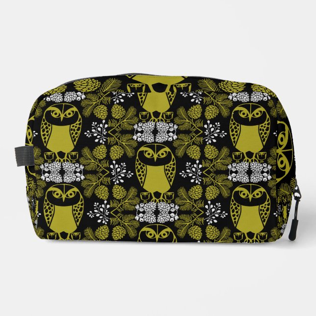 Folk Art Owl Prints Dopp Kit (Front)