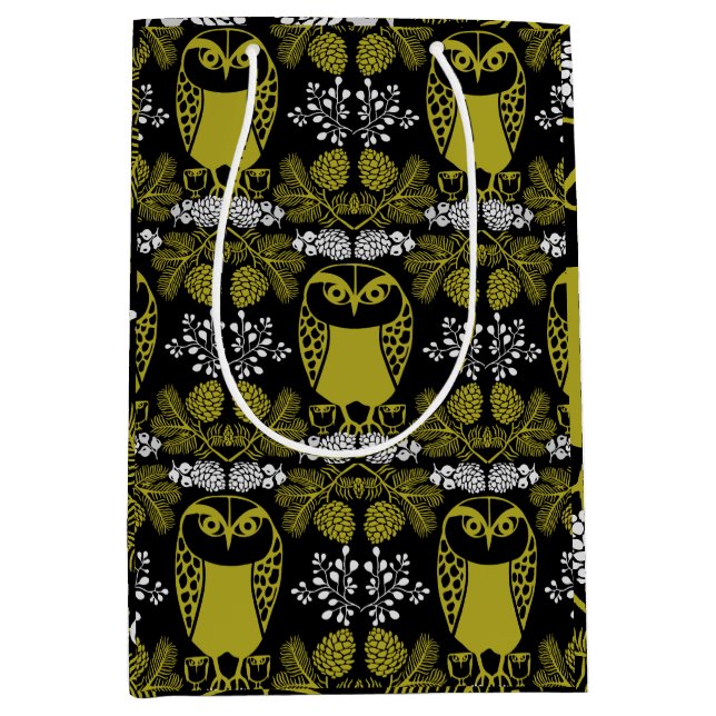 Folk Art Owl Prints Medium Gift Bag (Front)
