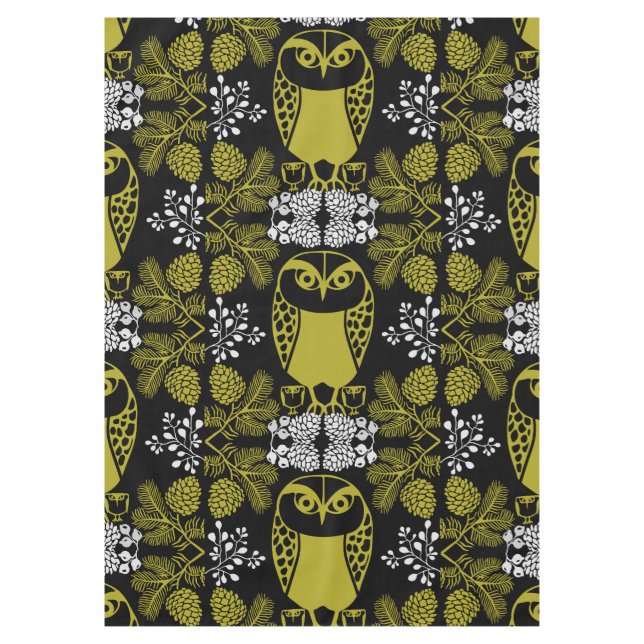 Folk Art Owl Prints Tablecloth (Front)
