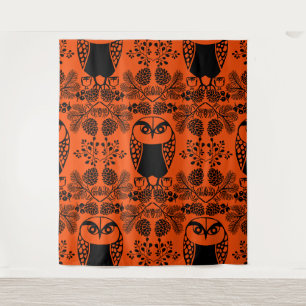Folk Art Owl Prints Tapestry