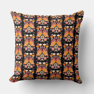Folk Art Owl Throw Pillow