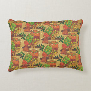 Folk Art Owls on Branches Kids  Accent Pillow