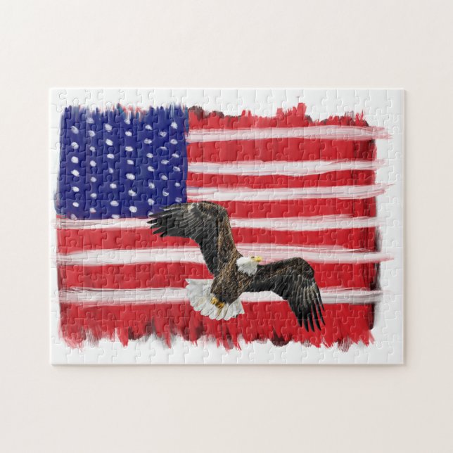 Folk Art Painted Flag And Eagle Jigsaw Puzzle (Horizontal)