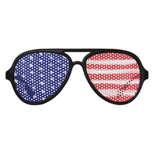 Folk Art Painted Flag Aviator Sunglasses