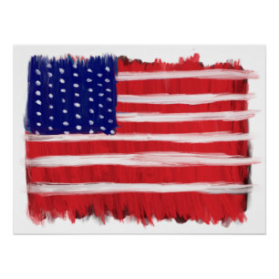 Folk Art Painted Flag Poster