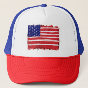 Folk Art Painted Flag Trucker Hat