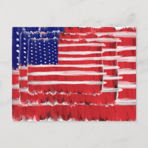 Folk Art Painted Flags Holiday Postcard