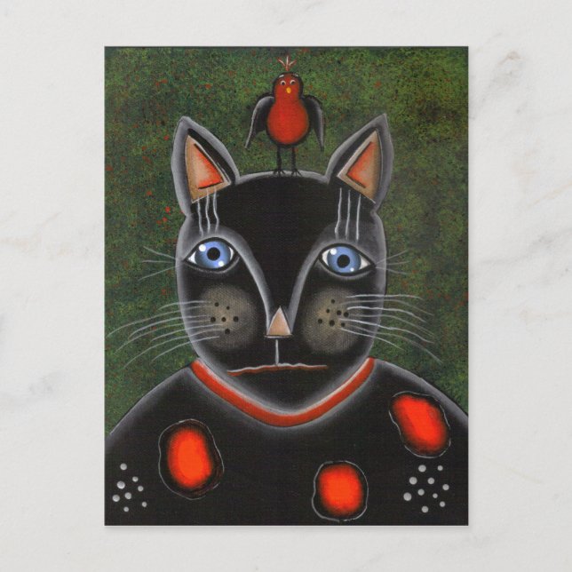FOLK ART Party Cat BY LORI EVERETT postcard (Front)