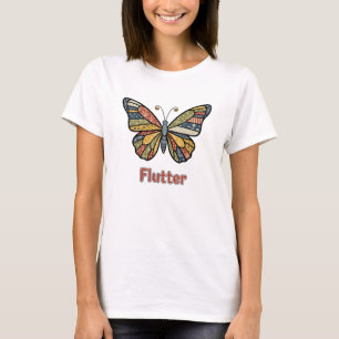Folk Art Patchwork Butterfly Design - Quilted Aest T-Shirt