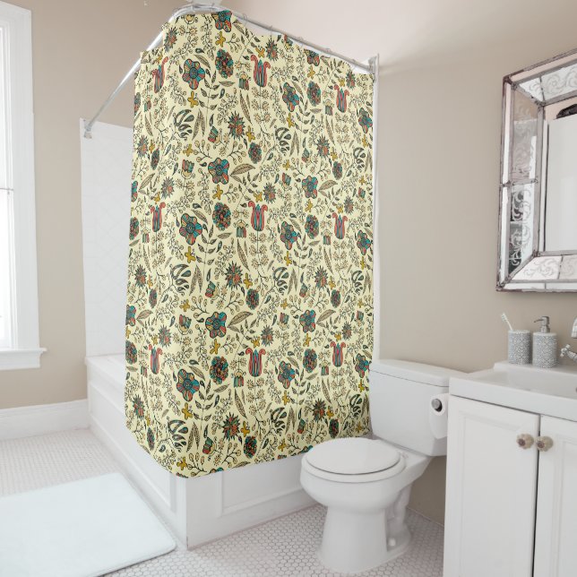 Folk art pattern on pale yellow background (In Situ)