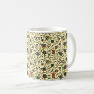 Folk art pattern on pale yellow background coffee mug