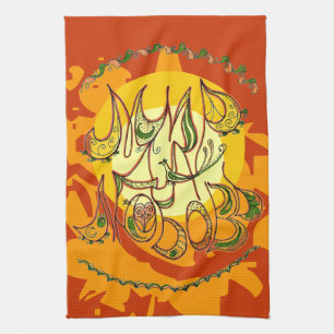 Folk Art Peace & Love Wish in Russian Kitchen Towel