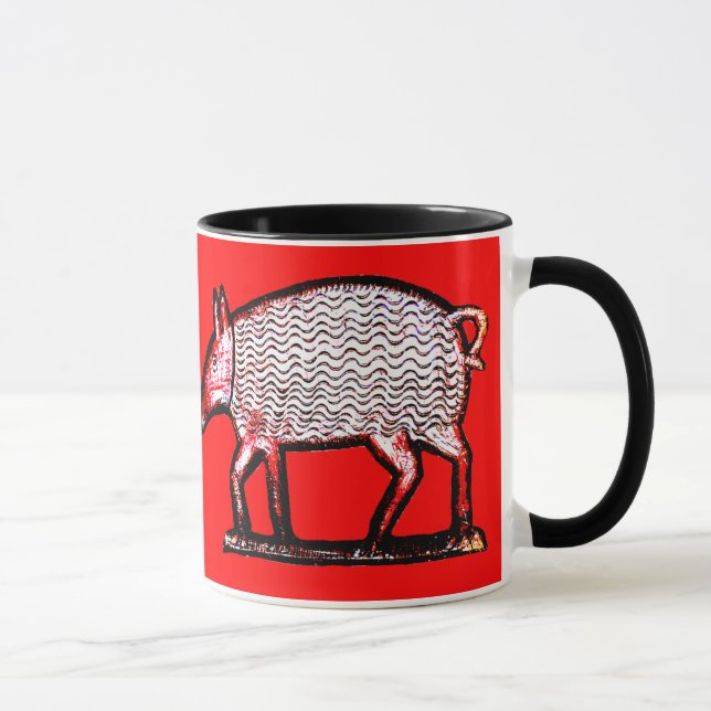 Folk Art Piggy Primitive Pig Folk Art Coffee Mug (Right)