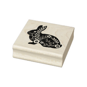 Folk Art Rabbit Rubber Stamp