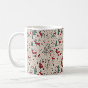 Folk Art Reindeer Mug Christmas Coffee Cup