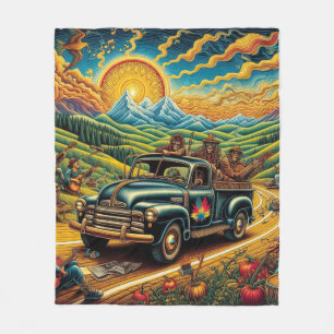 Folk Art Road Trip Fleece Blanket