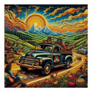 Folk Art Road Trip Poster