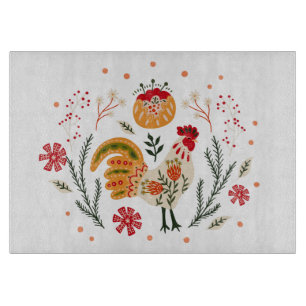 Folk Art Rooster Cutting Board
