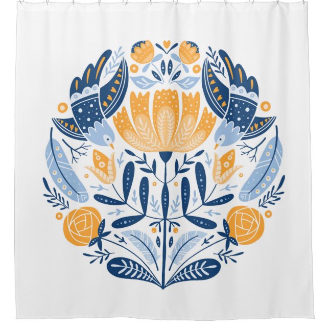 Folk art round ornament with birds,roses,and flowe (Front)