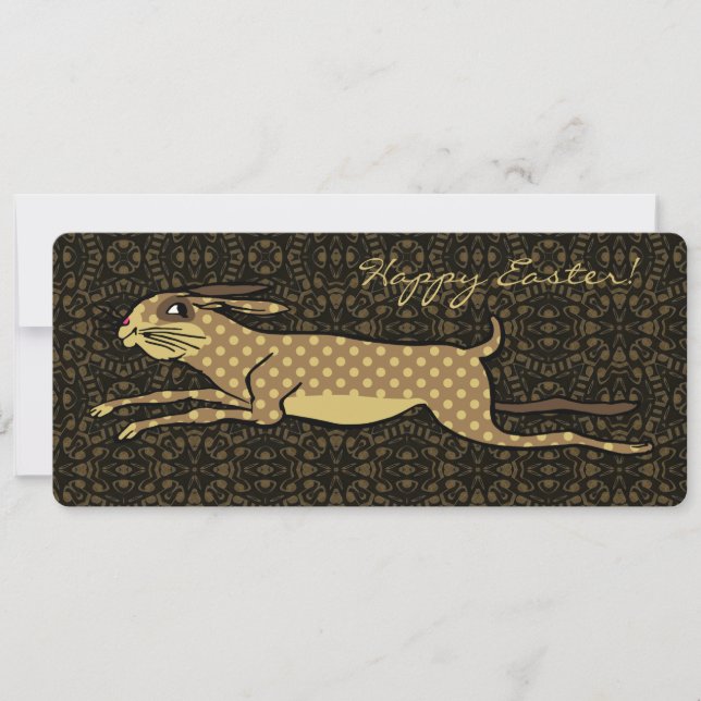 Folk Art Running Bunny Custom Easter Card (Front)