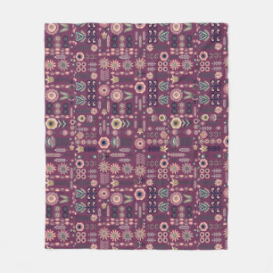 Folk Art Seamless Pattern Fleece Blanket