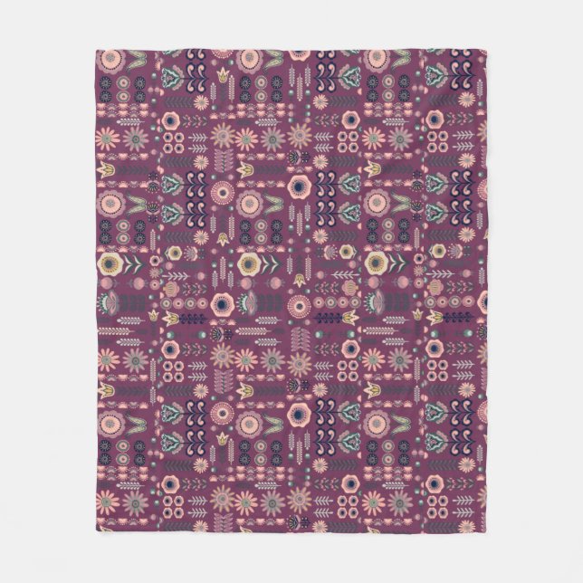 Folk Art Seamless Pattern Fleece Blanket (Front)