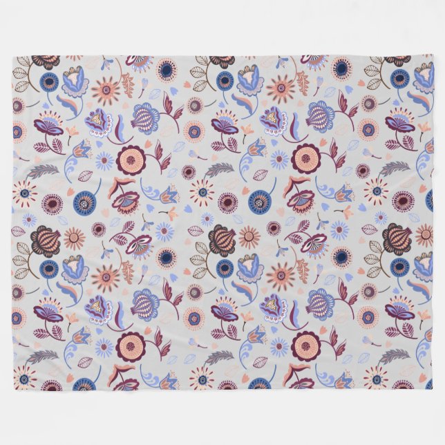 Folk Art Seamless Pattern Fleece Blanket (Front (Horizontal))