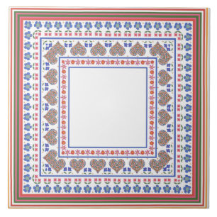 Folk Art Style Border Ceramic Tile to Customize