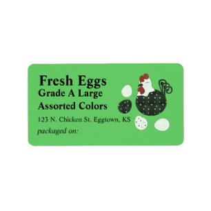 Folk Art Style Chicken Egg Label