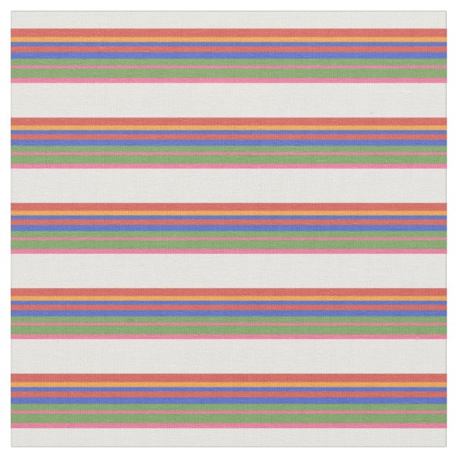 Folk Art Style Multicolor Deckchair Striped Fabric (Close Up)
