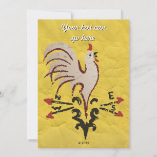Folk Art Style Rooster Invitation