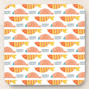 Folk Art Swimming Fish Pattern Coaster