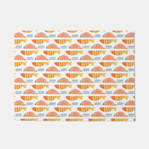 Folk Art Swimming Fish Pattern Doormat