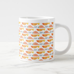 Folk Art Swimming Fish Pattern Large Coffee Mug