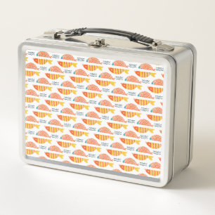 Folk Art Swimming Fish Pattern Metal Lunch Box