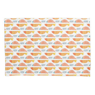Folk Art Swimming Fish Pattern Pillowcase