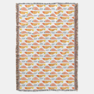 Folk Art Swimming Fish Pattern Throw Blanket